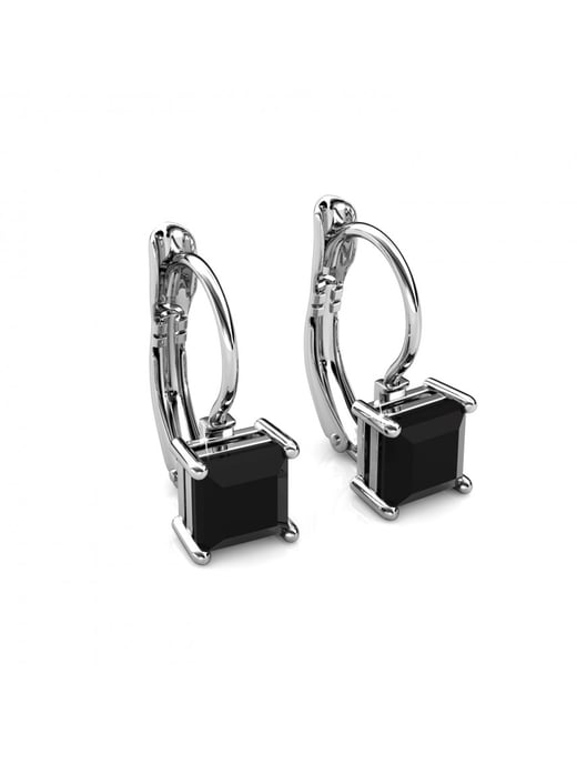 Fyrkantiga örhängen - silver och svart - Image 5