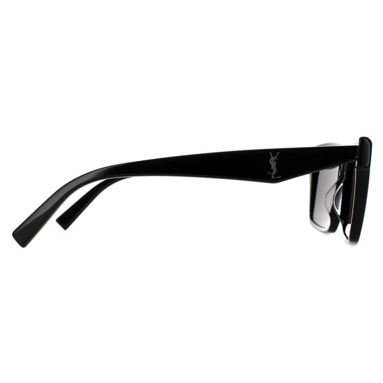 Saint Laurent Rectangle Unisex Shiny Black Dark Grey Sunglasses - Image 4