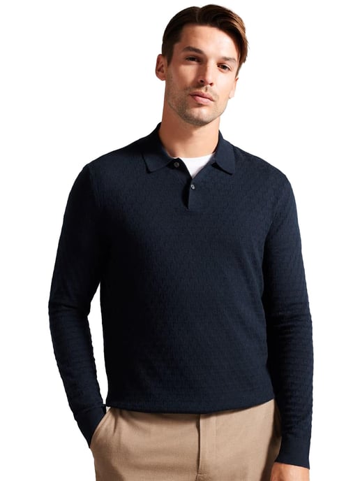 Ted Baker | Mens Long Sleeve Knitted Polo Shirt - Morar