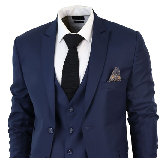 Mens IM1 Classic Plain Navy 3 Piece Suit