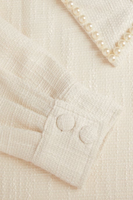 Petite Cream Tweed Shacket