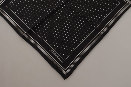 Dolce & Gabbana Black Polka Dots DG Logo Square Men's Handkerchief