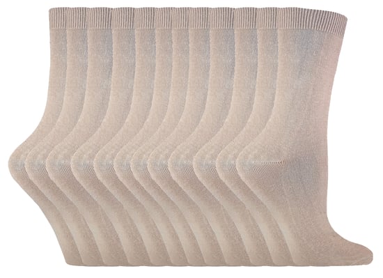 Vanliga bomullsstrumpor för damer | 12 par multipack | Sock Snob | tunna bekväma färgglada ankelstrumpor för damer - Beige - Image 1