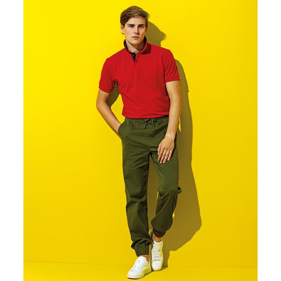 Asquith & Fox Mens Twill Jogging Bottoms (Olive) - Image 2