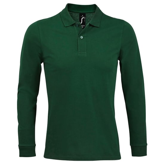 SOLS Mens Perfect Long Sleeve Piqu Polo Shirt (Bottle Green) - Image 1