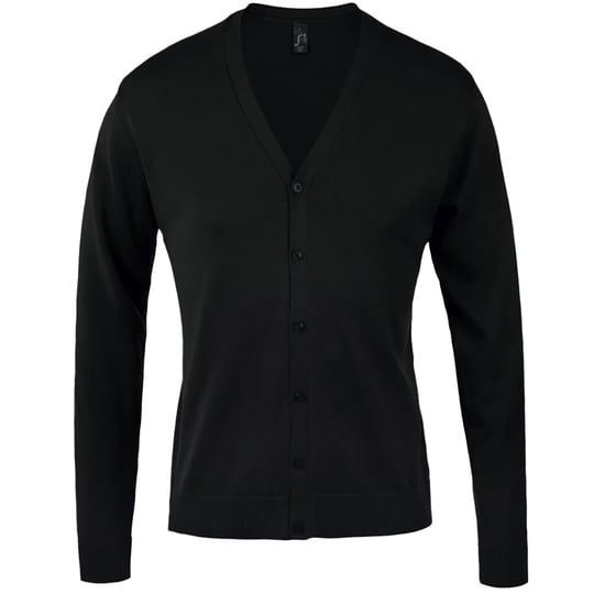 SOLS Mens Golden V Neck Cardigan (Black) - Image 1