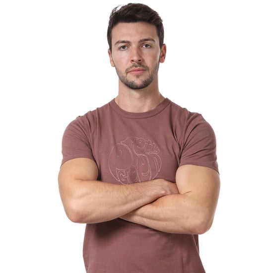 Men's Pretty Green Minoris Logo T-Shirt in Burgundy - Image 4