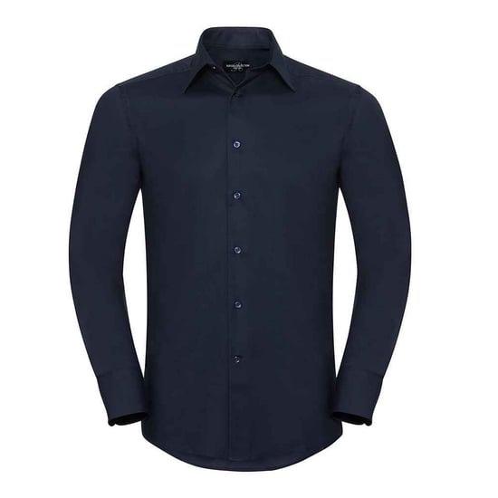 Russell Collection Heren Oxford Getailleerd Formeel Overhemd Met Lange Mouwen (Heldere marine) - Image 1