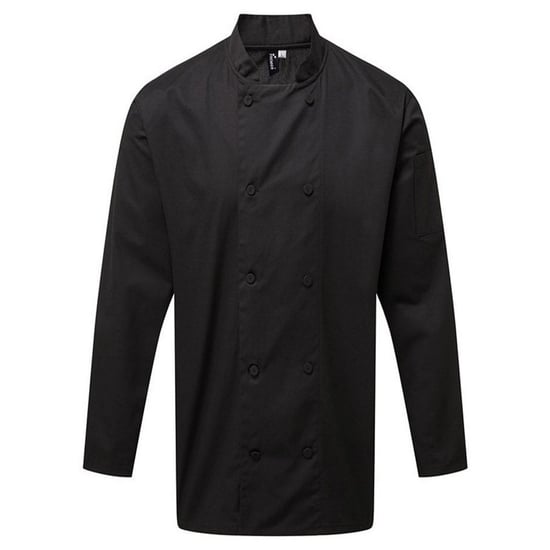 Premier Heren Coolchecker Chef Jacket met lange mouwen (Zwart) - Image 1