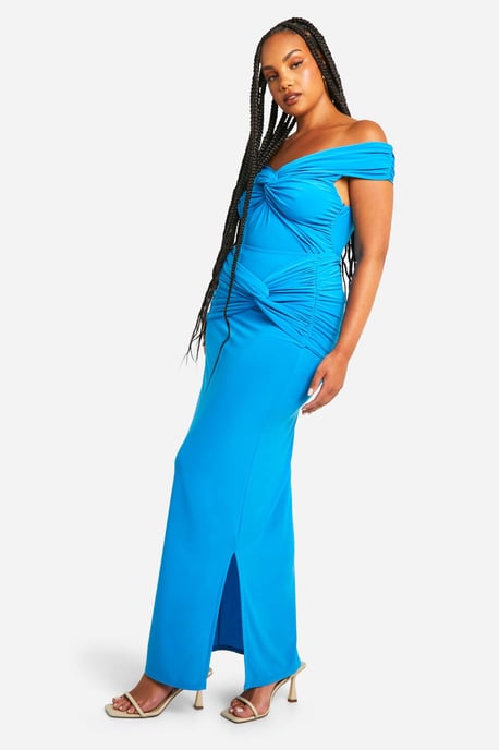 Plus Double Slinky Twist Detail Maxi Skirt