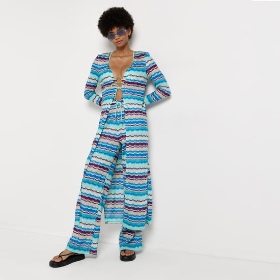 River Island Womens Kaftan Blue Stripe Longline Knit