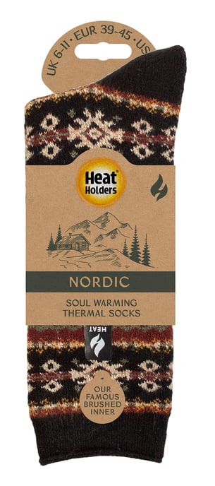 Nordic Socks för herrar | Värmehållare | Andningsbara Lite Extra Varma Vintertermostrumpor - Svart/Olive - Image 2