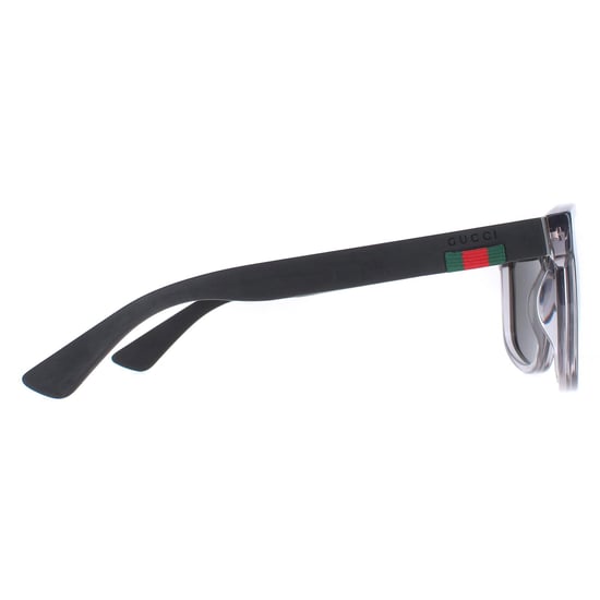 Gucci Rectangle Mens Transparent Grey and Black Grey Polarized GG0010S