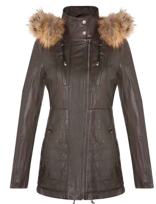 Women's slim fit leather park bag with hooded top - Northam