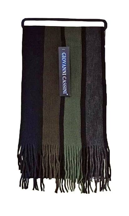 Mens Italian Inspired Warm Knitted Striped Winter Scarf One Size - Image 2