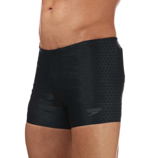 Men's Speedo Placement Aquashort in Black Grey