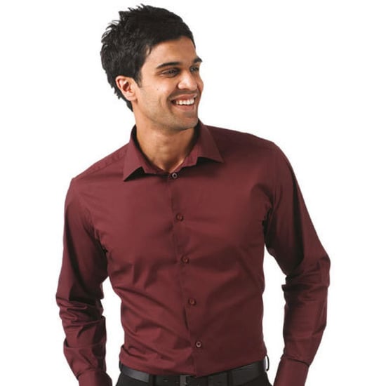 Russell Collection Mens Long Sleeve Easy Care Fitted Shirt (Port) - Image 4