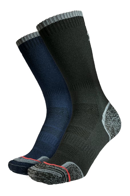 1000 Mile - 2 Pack Mens Walking Single Layer Breathable Padded Socks - Charcoal / Navy - Image 1