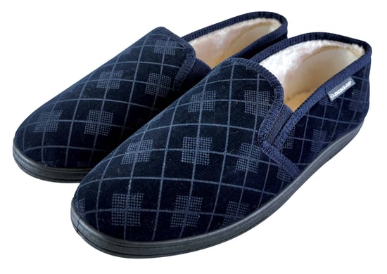 DUNLOP - HERR TOFFLOR I PLYSCHPÄLS FODRADE MED MEMORY FOAM OCH RUTIG MOCCASIN MED HÅRD SULA - Image 2
