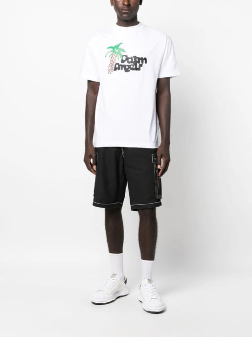 Palm Angels Sketchy Palm Tree Print Klassisches T-Shirt in Weiß