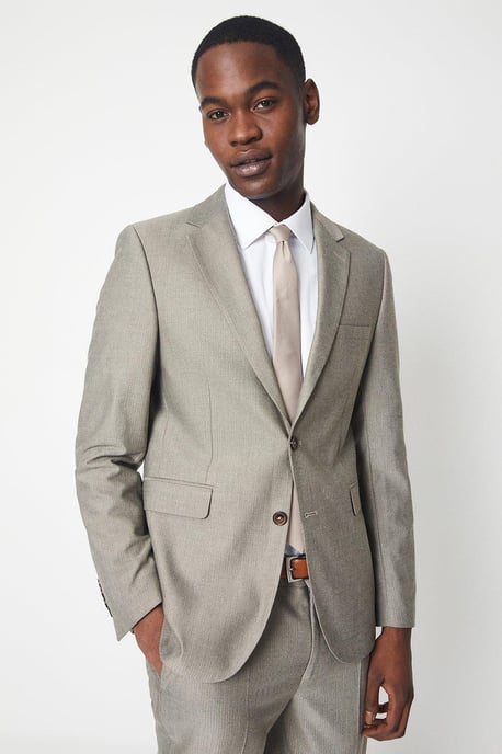 Neutral Herringbone Suit Jacket