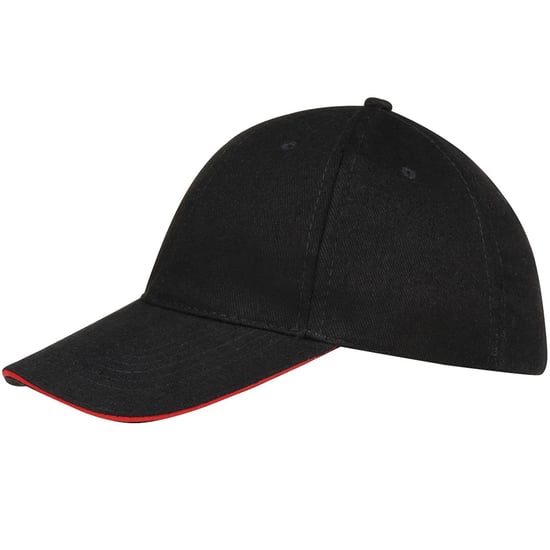 SOLS Unisex Buffalo 6 Panel Baseball Cap (Black/Red)