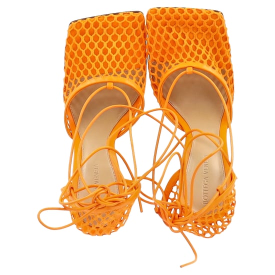 Bottega Veneta Stretch Lace Up Sandals in Orange Leather - Image 4