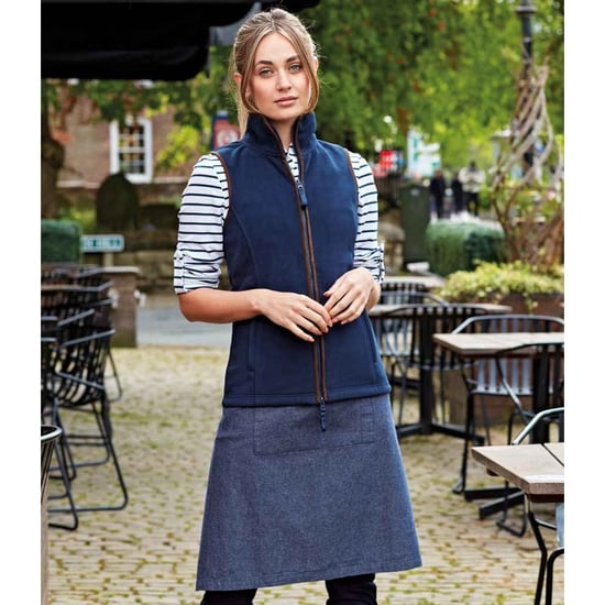 Premier Womens/Ladies Artisan Fleece Gilet (Navy/Brown) - Image 3