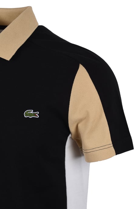 Men's Lacoste Regular Fit Colour-Block Polo Shirt in Black - Image 4