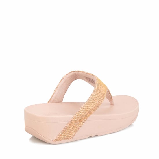 Women's Fit Flop Lottie Glitzy Toe Thong Sandals in Rose Gold