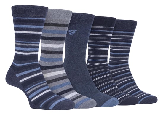 Farah - 5 Pack Mens Thin Breathable Classic Striped Patterned Soft Top Cotton Dress Socks - FCS271DENTEL (Striped) - Image 1