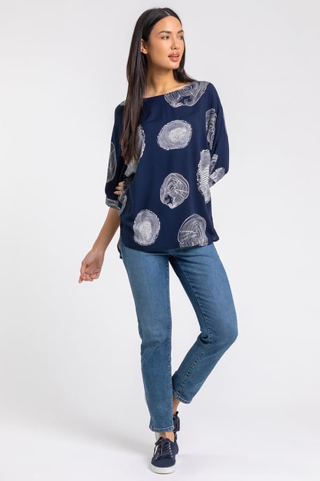 Linear Abstract Print Tunic Top