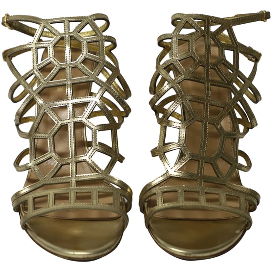 Sergio Rossi Puzzle Caged Sandals in Gold Leather - Image 3