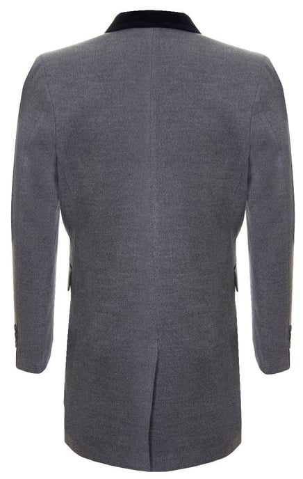 Mens 3/4 Grey Long Crombie Overcoat Jacket Herringbone Tweed Coat Peaky Blinder