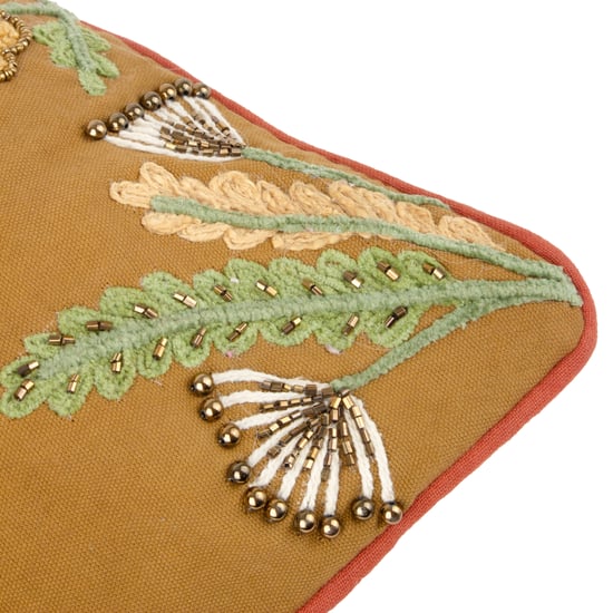 Wylder Mushroom Dell Embroidered Cotton Cushion Cover