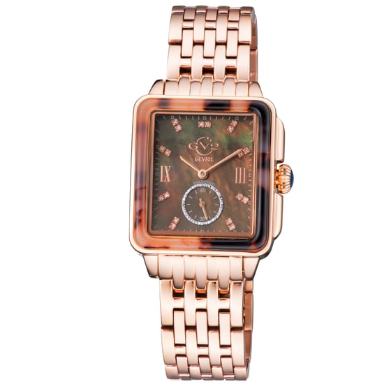GV2 Women's Bari Tortoise Swiss Quartz Diamonds Brown Mother of Pearl Dial Rose Gold Stainless Steel Watch
