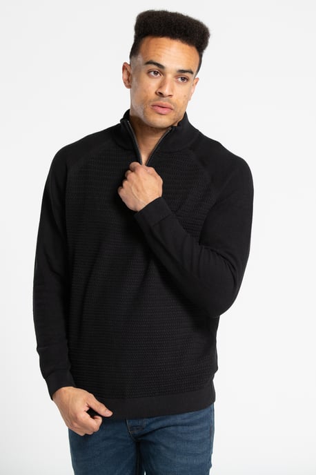 Recycled Cotton Blend 1/4 Zip Textured Jumper