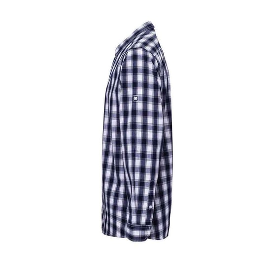 Premier Mens Mulligan Checked Cotton Long-Sleeved Shirt (White/Navy) - Image 3