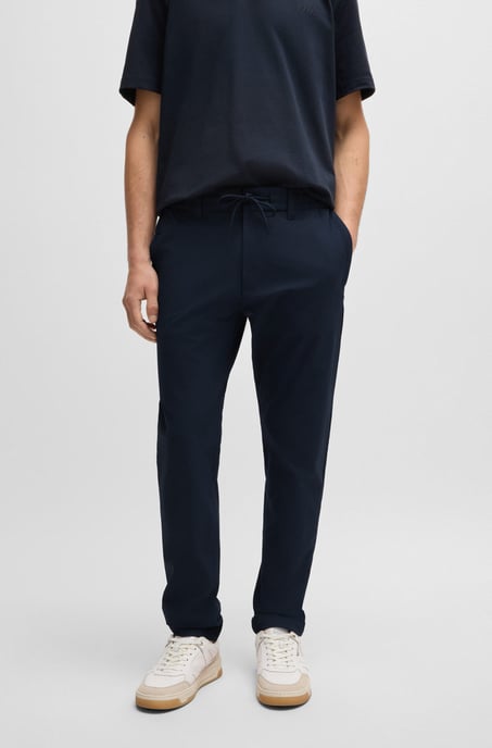 Men's Boss Tapered-Fit Chinos in Dark Blue - Image 5