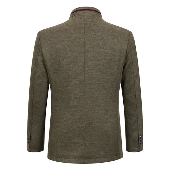 Kort Slim Fit-kappa för män med ståkrage Business Casual Ullöverrock Khaki - Image 3