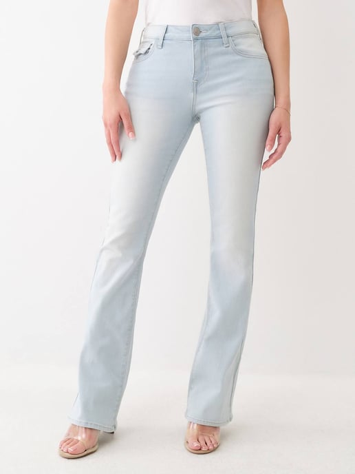 Becca Single Needle Mid Rise Flap Bootcut in Light Lakeside Wash