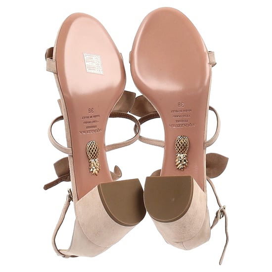 Aquazzura St Tropez Bow 50mm Sandal in Beige Suede - Image 6