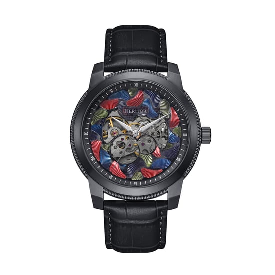 Heritor Automatic Emmanuel Semi-Skeleton Leather-Band Watch - Image 1