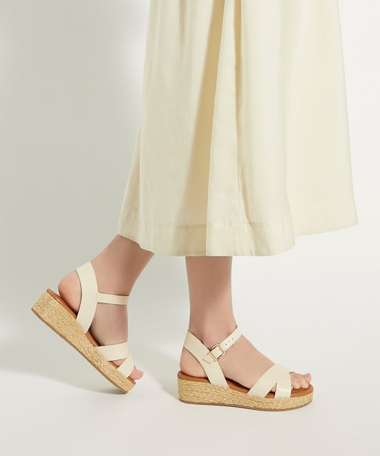 Dune Ladies WF LINNIE Wide Fit Woven Flatform Sandals Wf Linnie