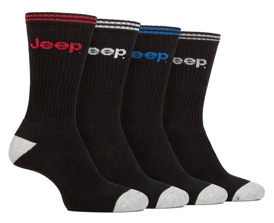 Mens Sport Crew Socks | Jeep | 4 Pack Cotton Running Socks with Reinforced Heel and Toe - Black - Image 1