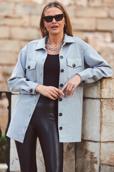Grey Longline Shacket