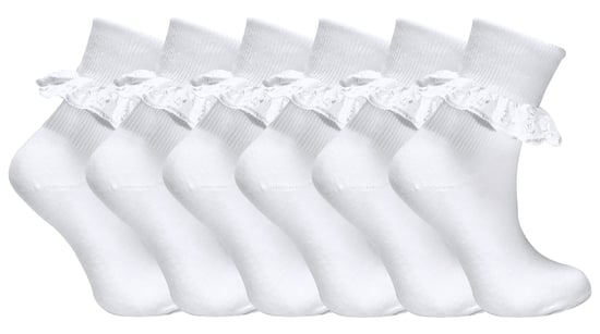 6-pack Baby Girl Frilly Lace Strumpor | Sock Snob | Bomullsstrumpor för småbarn - Vit - Image 1