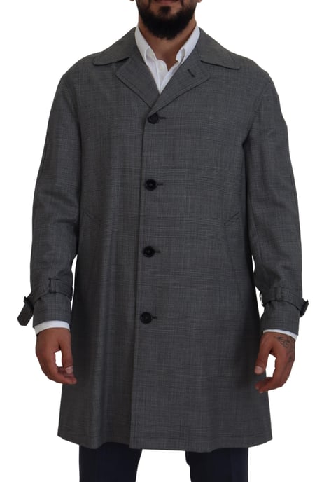 Plaid Wool Trench Coat - Image 1