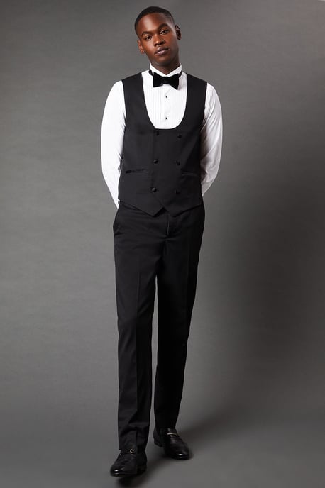 Slim Fit Black Tuxedo Suit Waistcoat - Image 3