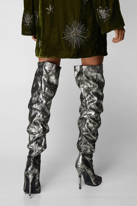 Metallic Thigh High Boots